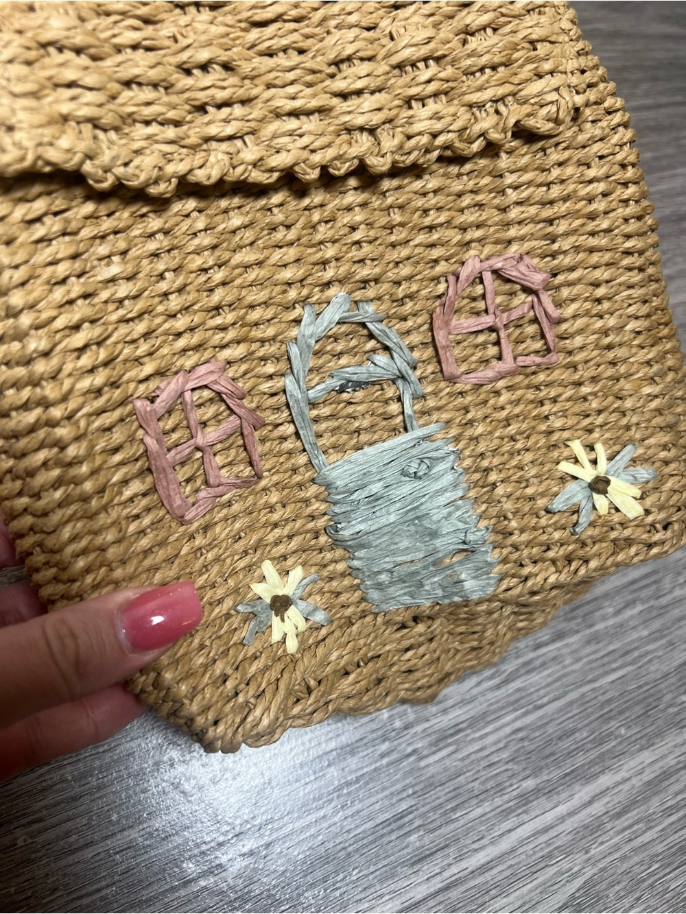 Zara Raffia Straw Woven House Flower Mini Backbag Bag - Picture 2 of 7